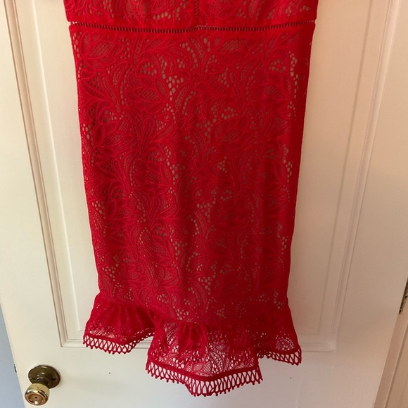 Bardot Theodora Lace Sheath Mini Dress Fire Red US Size 6 NWT Holidays Valentine - Picture 8 of 12